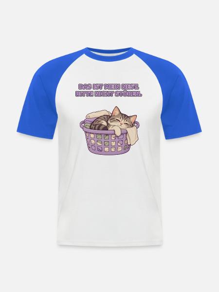 Wäschekorb-Katze - Männer Baseball-T-Shirt - Weiß/Royalblau