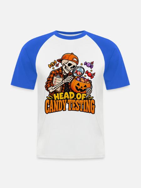 Head of Candy Testing Halloween - Männer Baseball-T-Shirt - Weiß/Royalblau