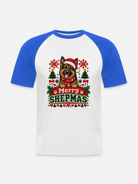 Deutscher Schäferhund - Weihnachten - Männer Baseball-T-Shirt - Weiß/Royalblau