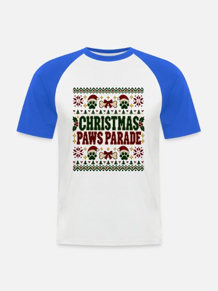 Christmas Paws Parade Pattern - Männer Baseball-T-Shirt - Weiß/Royalblau