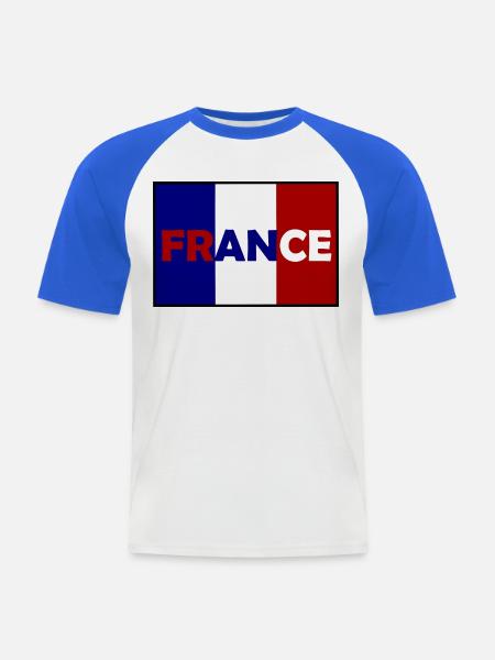 Französische Flagge Typo-Design - Männer Baseball-T-Shirt - Weiß/Royalblau