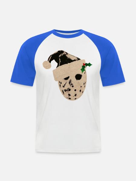 SANTA JASON - Männer Baseball-T-Shirt - Weiß/Royalblau