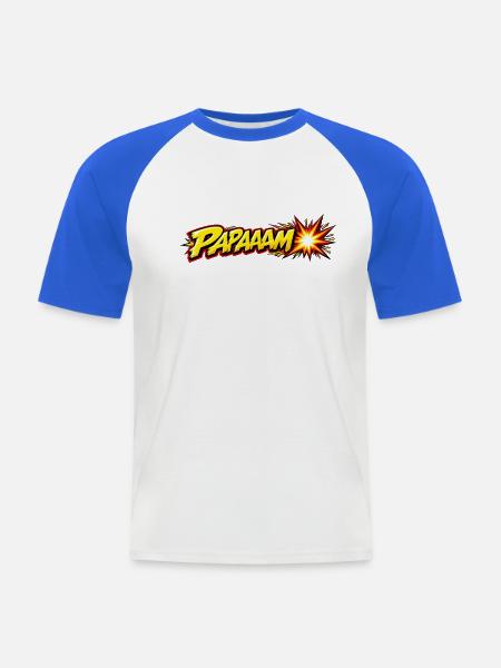Papaaam – Lustiger Comic Spruch - Männer Baseball-T-Shirt - Weiß/Royalblau