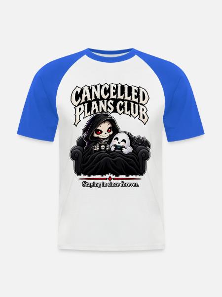 Cancelled Plans Club – Introvertierter Reaper - Männer Baseball-T-Shirt - Weiß/Royalblau
