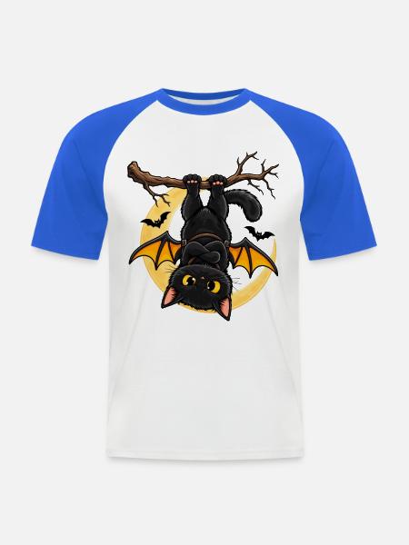 Mondscheinfledermaus am Ast - Männer Baseball-T-Shirt - Weiß/Royalblau