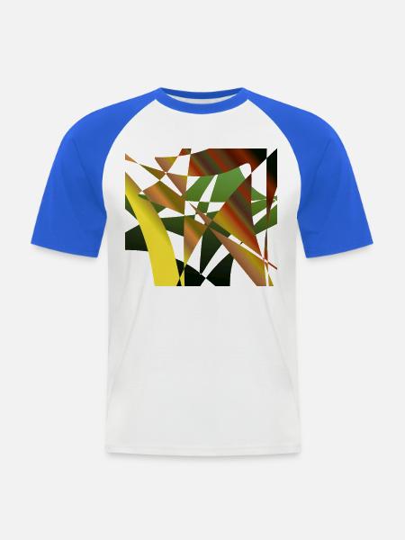 Abstrakte Fragmente Grüner Ocker - Männer Baseball-T-Shirt - Weiß/Royalblau