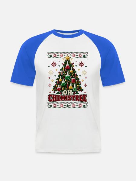 Oh Chemistree Science Christmas - Männer Baseball-T-Shirt - Weiß/Royalblau