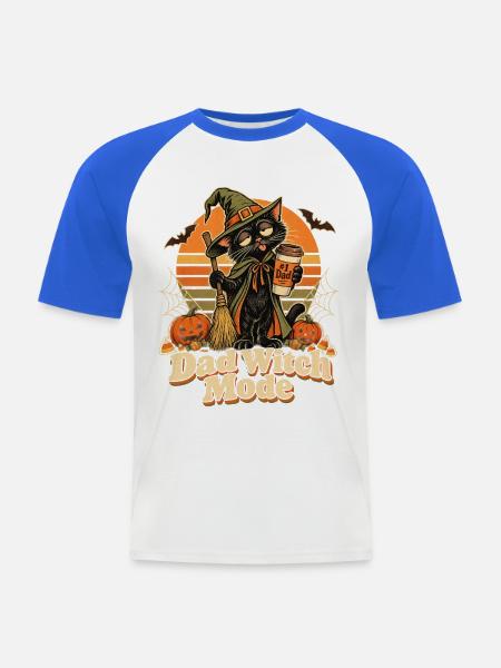 Halloween Dad Witch Mode Katze - Männer Baseball-T-Shirt - Weiß/Royalblau