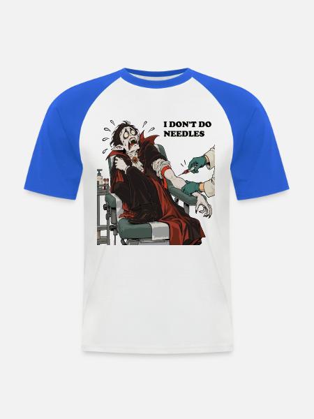 Vampire machen keine Nadeln - Männer Baseball-T-Shirt - Weiß/Royalblau