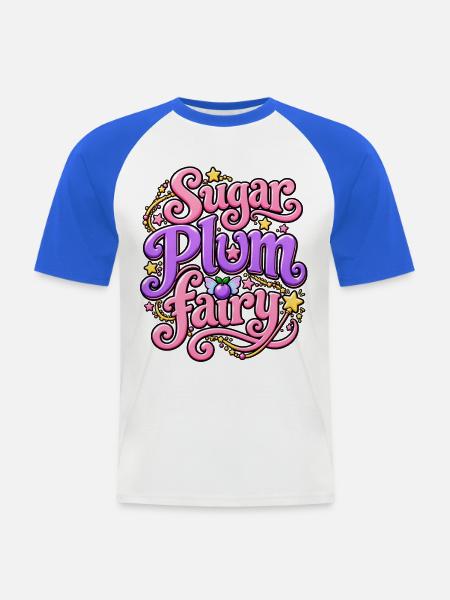 Zuckerpflaumenfee Glitzer Design - Männer Baseball-T-Shirt - Weiß/Royalblau