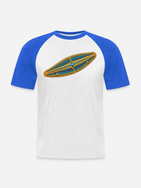Kieselalge – Goldene Diatomee Mikroskopie - Männer Baseball-T-Shirt - Weiß/Royalblau