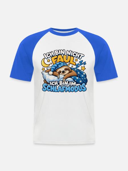 Faultier im Schlafmodus - Männer Baseball-T-Shirt - Weiß/Royalblau