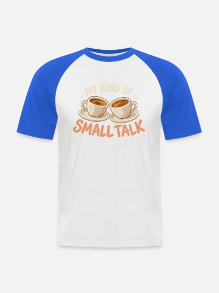 Zwei Espressotassen für die Kaffeerunde - Männer Baseball-T-Shirt - Weiß/Royalblau