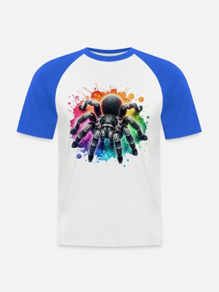Schwarze Vogelspinne Motiv - Männer Baseball-T-Shirt - Weiß/Royalblau