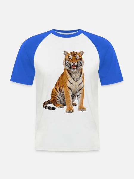 Tiger - Männer Baseball-T-Shirt - Weiß/Royalblau
