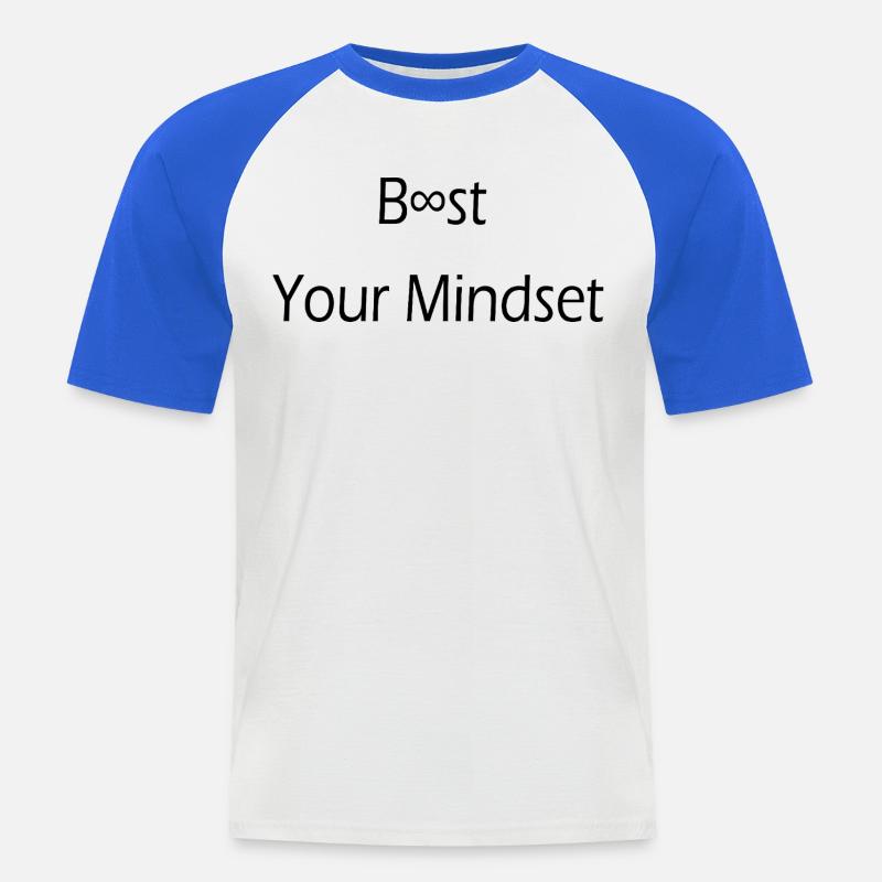 Boost your Mindset / Motivation/ Disziplin/ Spruch - Männer Baseball-T-Shirt - Weiß/Royalblau