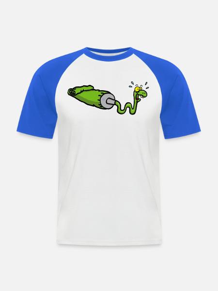 Green snake and gouache tube - Men's Baseball T-Shirt - white/royal blue