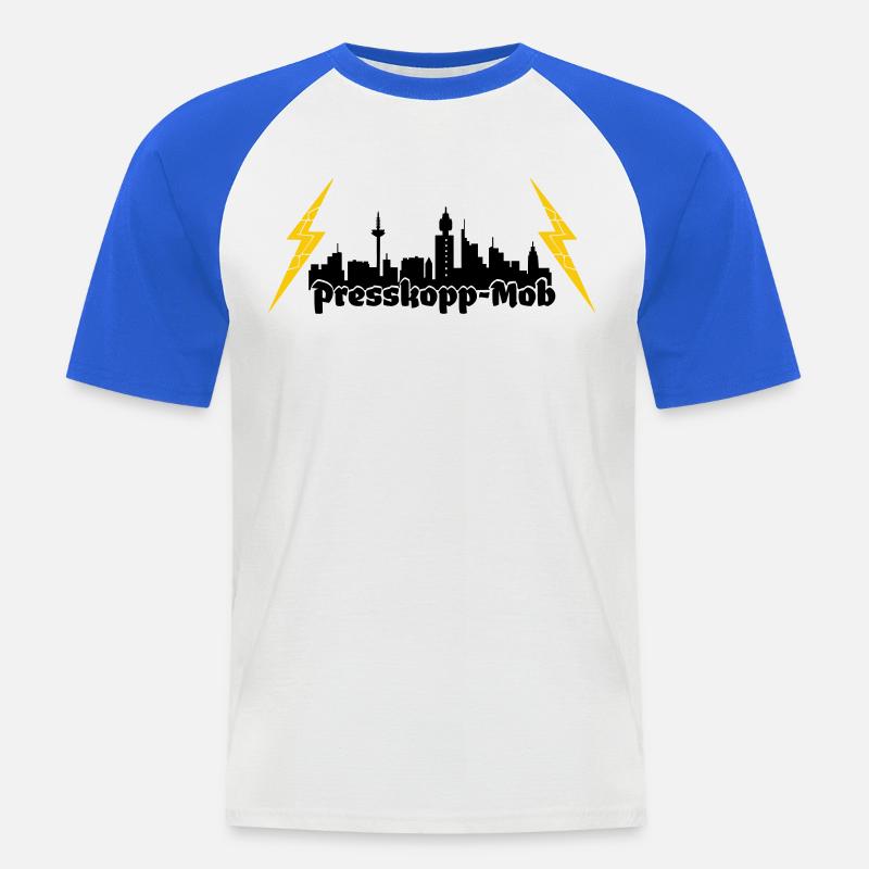 Presskopp Mob - ffm Skyline - Männer Baseball-T-Shirt - Weiß/Royalblau