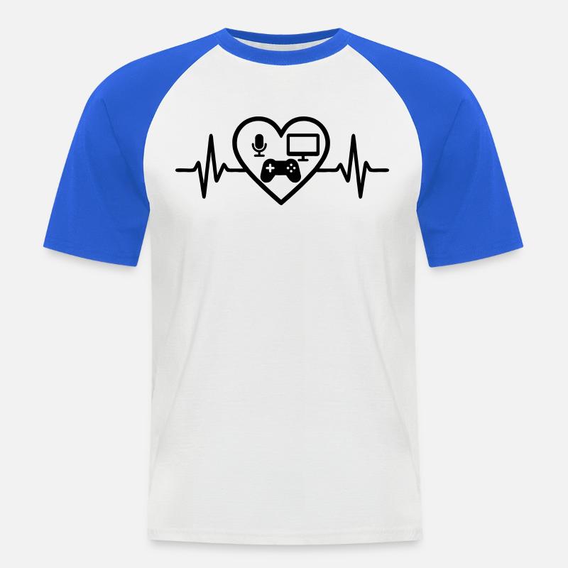 Streaming Gamer Herz Mikro Bildschirm Controller - Männer Baseball-T-Shirt - Weiß/Royalblau