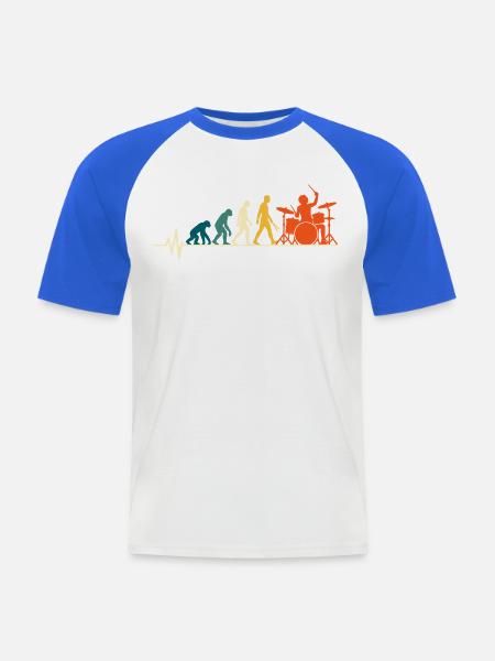 Schlagzeug Evolution – Drummer Herzschlag - Männer Baseball-T-Shirt - Weiß/Royalblau