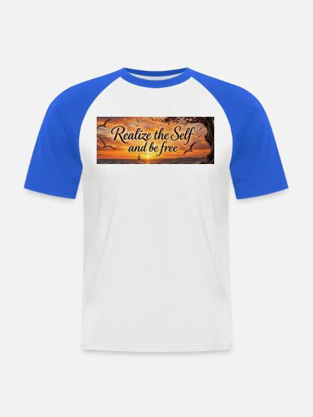 Erkenne das Selbst, sei frei - Männer Baseball-T-Shirt - Weiß/Royalblau