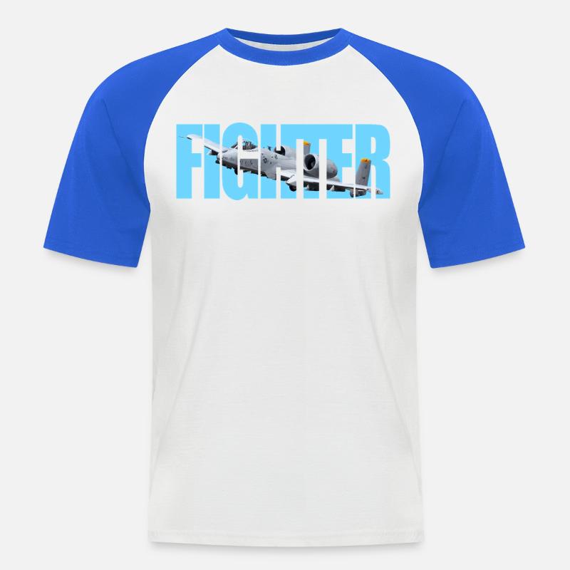 Fighter A-10 Thunderbolt II - Männer Baseball-T-Shirt - Weiß/Royalblau