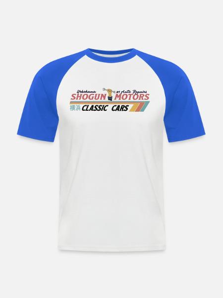 Shogun Motors retro sign - Männer Baseball-T-Shirt - Weiß/Royalblau