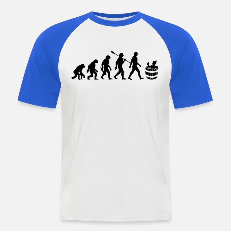 Evolution - Eisbader - Winterbaden - Eisbaden - Männer Baseball-T-Shirt - Weiß/Royalblau