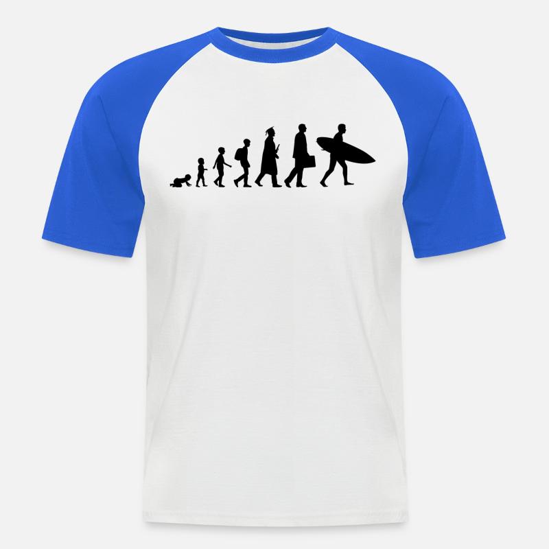 Entwicklung eines Surfers - Männer Baseball-T-Shirt - Weiß/Royalblau