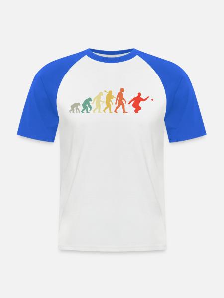 Boccia og Petanque Spillerevolution Retro Grafik - Kortærmet herre-baseballshirt - hvid/kongeblå