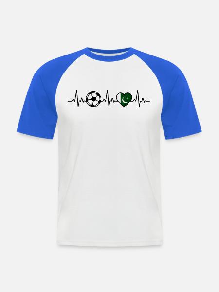 Pakistan Fußball Herzschlag Pakistan - Männer Baseball-T-Shirt - Weiß/Royalblau