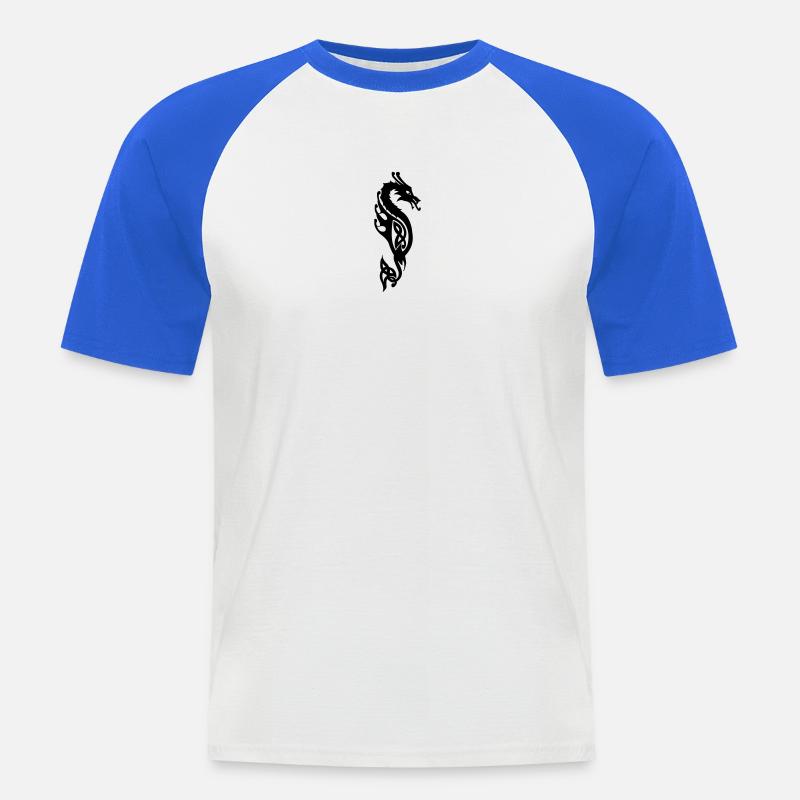 Monströse Seeschlange oder Drachenvektor - Männer Baseball-T-Shirt - Weiß/Royalblau