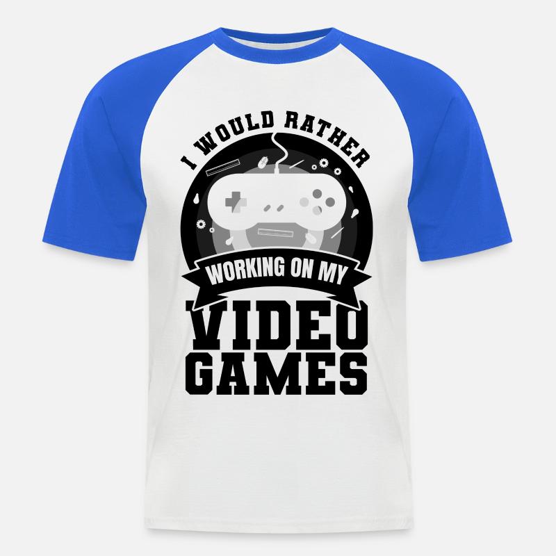 Game Dev - Männer Baseball-T-Shirt - Weiß/Royalblau