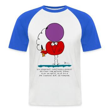 En essayant continuellement... - T-shirt baseball manches courtes Homme - blanc/bleu royal - Devant