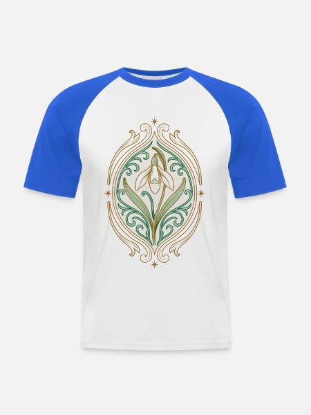 Jugendstil Iris Ornament - Männer Baseball-T-Shirt - Weiß/Royalblau