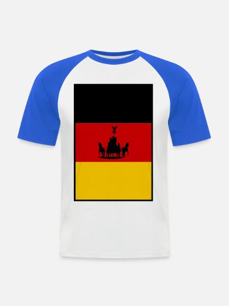 Wagensilhouette Deutschland - Männer Baseball-T-Shirt - Weiß/Royalblau