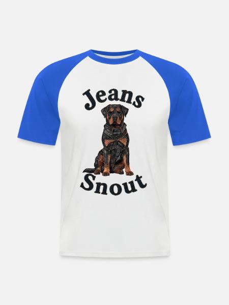Rottweiler im Jeansflicken-Stil - Männer Baseball-T-Shirt - Weiß/Royalblau