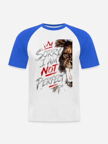 Nicht perfekte Tigerbürsten-Grafik - Männer Baseball-T-Shirt - Weiß/Royalblau