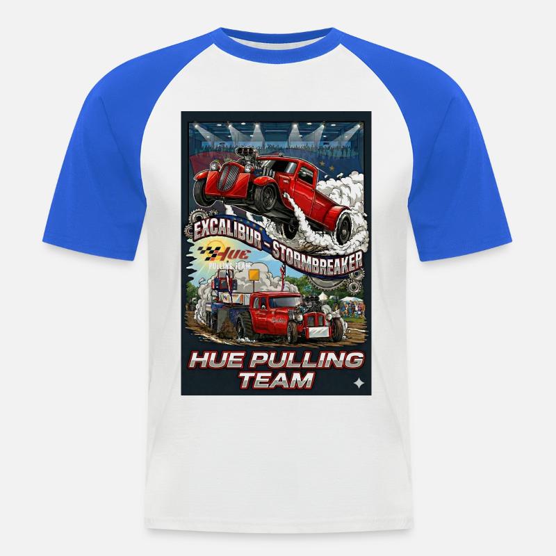 Tshirt_Hue_Pulling_Team - Männer Baseball-T-Shirt - Weiß/Royalblau