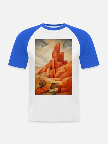 Wüstenlandschaft, Wüstendorf - Männer Baseball-T-Shirt - Weiß/Royalblau