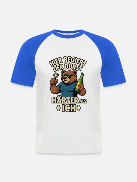Durstbär - Härter als ich - Männer Baseball-T-Shirt - Weiß/Royalblau
