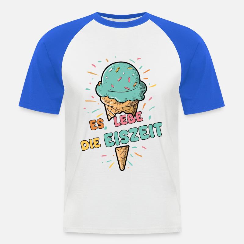 Es lebe die Eiszeit - Eiskugel - Männer Baseball-T-Shirt - Weiß/Royalblau