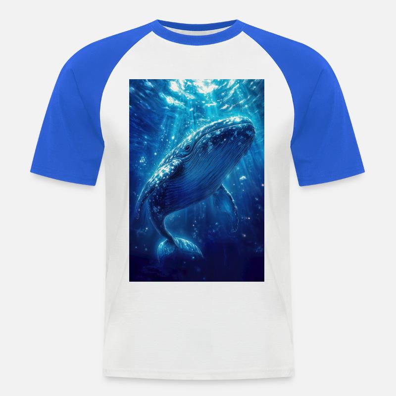 Illustration eines Wals - Männer Baseball-T-Shirt - Weiß/Royalblau