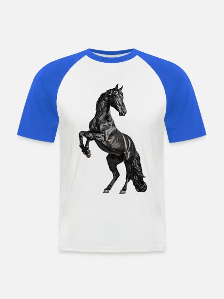 Pferd Hengst - Männer Baseball-T-Shirt - Weiß/Royalblau