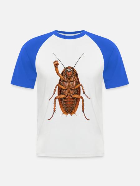 Kakerlake - Männer Baseball-T-Shirt - Weiß/Royalblau