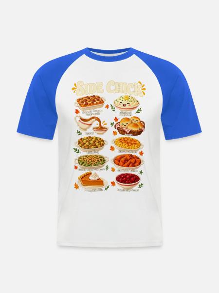Comic-Thanksgiving-Seiten Spaß-Neben-Chick - Männer Baseball-T-Shirt - Weiß/Royalblau