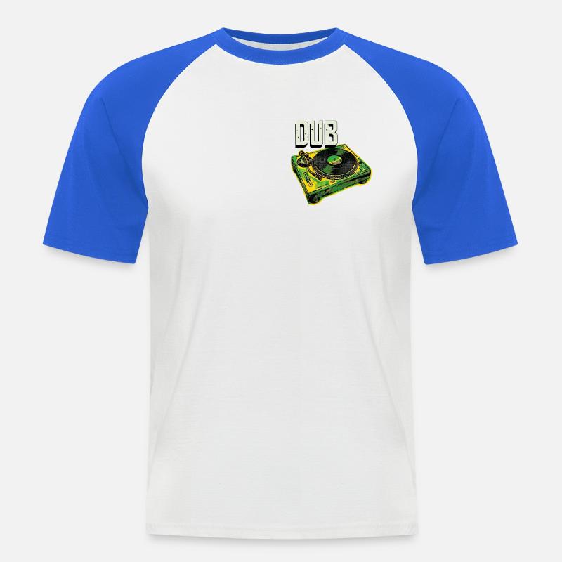 Dub Reggae Turntable - Men's Baseball T-Shirt - white/royal blue