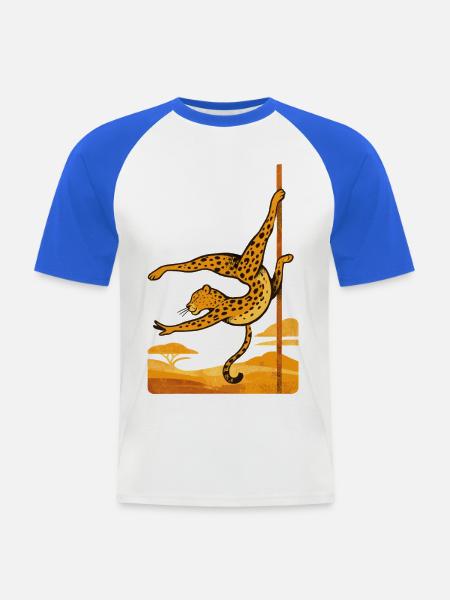 Pole Dance Leopardin Poledancerin Geschenk - Männer Baseball-T-Shirt - Weiß/Royalblau