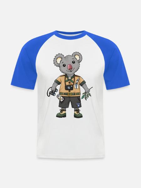 Koala Explorer Safari Abenteuer - Männer Baseball-T-Shirt - Weiß/Royalblau