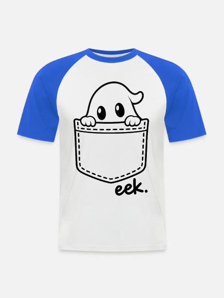 Kuscheliger Geist über Brusttasche - Männer Baseball-T-Shirt - Weiß/Royalblau
